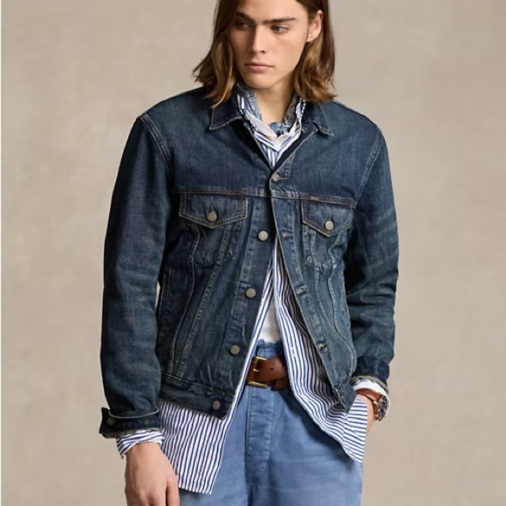Custom Faded Denim Trucker Jacket US Open by Polo Ralph Lauren - XL